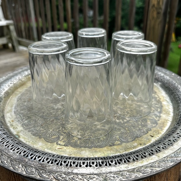 Vintage 1930’s Diamond Patter Juice Glasses 3 1/8” Set of 6 Hazel Atlas - Picture 6 of 8